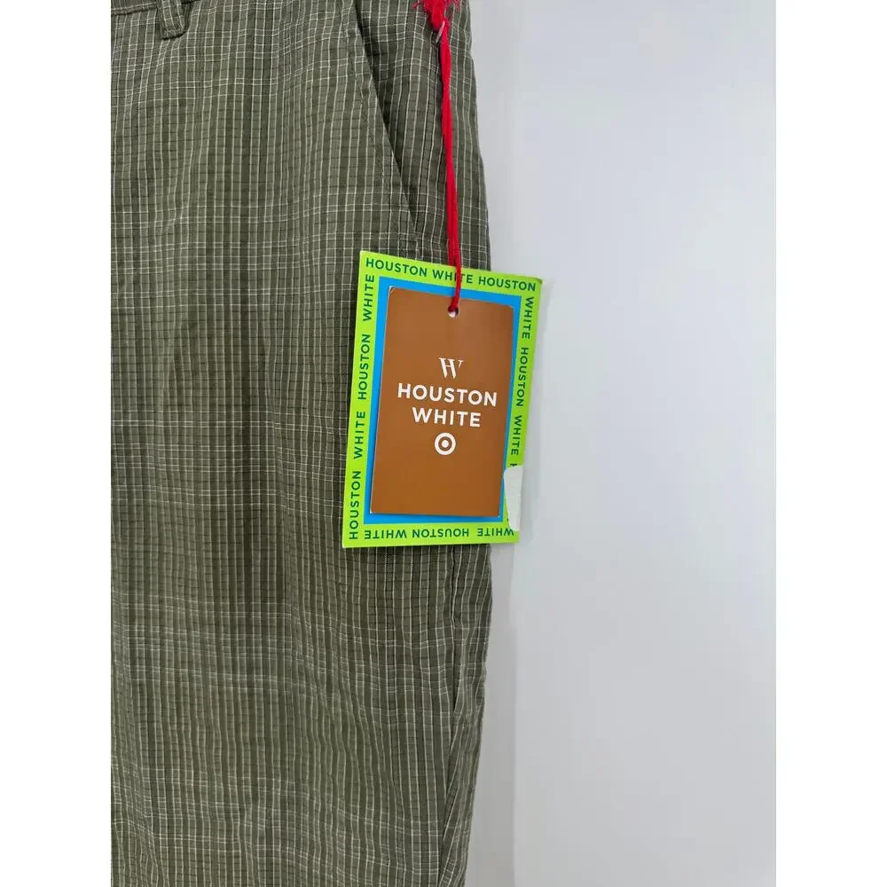 Houston White Mens Plaid Straight Suit Pants Olive Green Trousers Medium